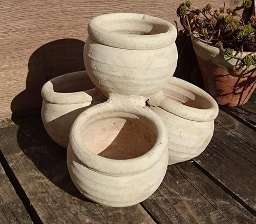 NEU ! B-Ware ! Schöne große Kräuterspirale Kräutertopf ca. 40 x 27 cm rustikal echt Black Terrakotta Terracotta Blumentopf Blumenkübel Garten Terracotta Deko Mediterran