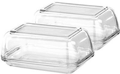 Luminarc Lot de 2 beurriers en verre - Capacité 250 g - Pour les tailles standard de beurre - Verre solide et de haute qualité