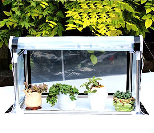 ZHZ-DT Kleines Mini Balkon Gewächshaus Pflanzenhaus Treibhaus Blumen-Topf-Abdeckung Pflanzgefäß Tomaten Gemüsewachsen Gartenarbeit Indoor Outdoor Garden Hinterbilder, klarer Kunststoff und Edelstahl