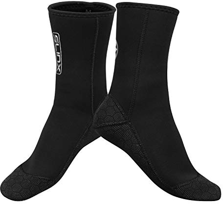 QKURT Neoprensocken, 3mm Tauchsocken für Damen Herren, rutschfest Socken zum Tauchen, Schnorcheln, Schwimmen, Surfen, Segeln, Kajakfahren