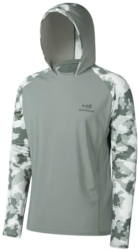 BASSDASH Men’s UPF 50 Performance Fishing Shirt Cooling Hoodie Camo Long Sleeve FS17M