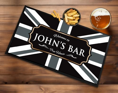 Personalised Bar Runner Mat - Welcome Union Jack, home bar runner beer mat 126