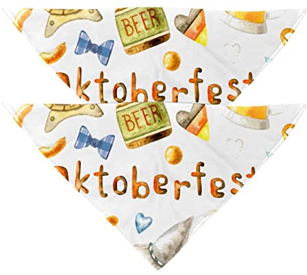 2 Stück Hundehalstuch Oktoberfest Pattern Mädchen Junge Haustier Lätzchen Hund Schal Halstuch Waschbar Bandanas Zubehör für kleine, mittelgroße und große Hunde Welpen Katze Haustier