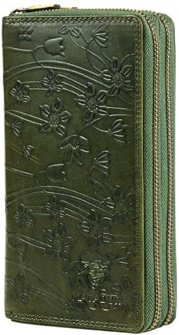 MATADOR Geldbörsen Damen Grün #Madrid mit Edle Geschenk Box, Eleganter Geldbeutel Leder mit RFID Wallet, Luxus Damen Geschenk mit Viele Kartenfächer