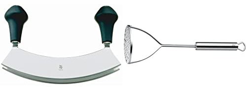 WMF Kräutermesser Wiegemesser zweischneidig 17,5 cm, geschmiedeter Spezialklingenstahl & Profi Plus Kartoffelstampfer 28,5 cm, Cromargan Edelstahl teilmattiert, spülmaschinengeeignet