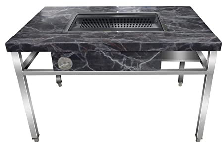 Table barbecue Table de Barbecue sans fumée cour extérieure charbon de bois gaz acier inoxydable auto-assistance Barbecue support domestique rôti jambe Table Pour barbecue extérieur ( Size : 120*80cm
