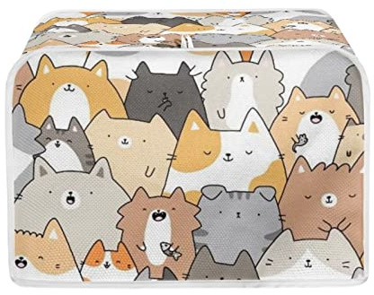 STUOARTE Cartoon Kittens Toaster Dust Cover Bread Maker Machine Cover with Top Handle, 4 Slice Toaster Appliance Dust-proof Cover Bakeware Protector Kitchen Home Decorative