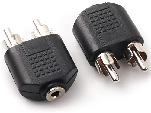 HUANGTAOLI Adaptateur répartiteur Y Femelle 3,5 mm vers 2 RCA mâles pour câble Audio vidéo AV TV