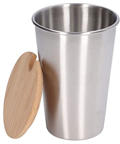 JYCRA 500 ml Edelstahl-Bierkrug mit großem Fassungsvermögen, Metallbecher mit Deckel, tragbar, einlagig, Wasserbecher für Outdoor, Party, Zuhause (Silber)