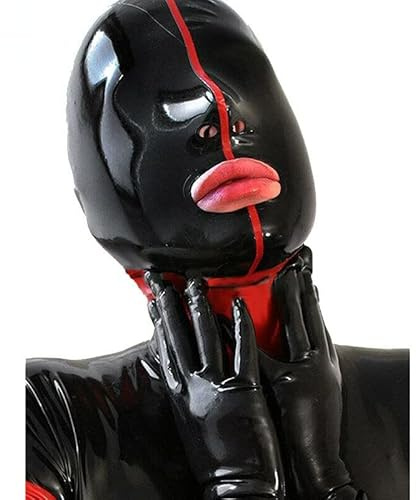 Latexmaske SM Erstickungsmaske Bondage Sexmaske Gummimaske Für Männer Und Frauen Bdsm Maske Extreme Schwarze Maske Fetisch Latex Maske Kopfmaske Sklave Trainingsmaske Sexspielzeug (L)