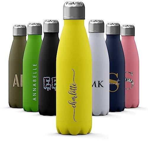 Tirita Personalised Water Bottle - Thermal Travel Flask for Hot & Cold Drinks - Insulated Stainless Steel Bottle - Gym, Office, School Drink Bottles - 500ml Water Bottle [29- Name Vintage Font]