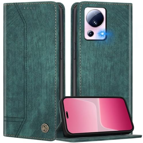 FMPCUON Handyhülle Kompatibel mit Sony Xperia 1 V Leder Hülle Glatter Touch,Flip Wallet Case Handytasche Tasche Klappbar Schutzhülle für Sony Xperia 1 V,Grün