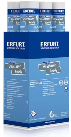 Erfurt Carta da parati in tessuto non tessuto Ready 305 bianca stampata in tessuto non tessuto, con struttura verniciabile, 6 rotoli, 10,05 x 0,53 m