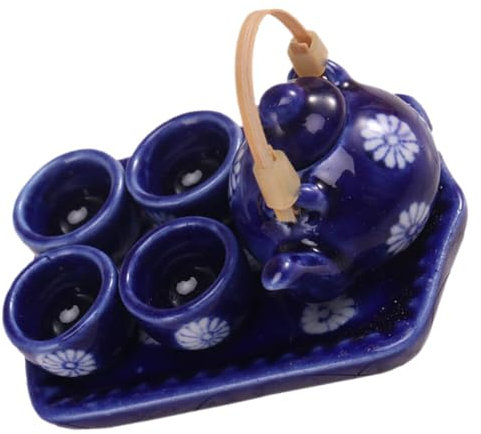Kichvoe 1 Juego Juego de té de cerámica en Miniatura. Mini Juego de Tazas de té de cerámica Accesorios para Modelos Juguetes Tetera y Tazas de té de casa de muñecas. decoración del hogar