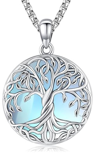 Friggem Lebensbaum Kette,925 Sterling Silber Baum des Lebens Anhänger Halskette Keltischer Knoten Baum des Lebens Schmuck Geschenke für Damen Mädchen