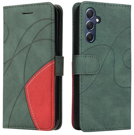 Wuhaizher Samsung Galaxy A25 5G Case Geometric, Shockproof Wallet Case PU Leather with Card Slots Folding Stand Magnetic Scratchproof Protect Flip Cover for Samsung Galaxy A25 5G Phone Cases, Green