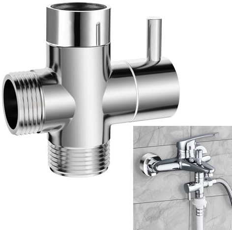WUBAYI Shower Diverter Valve， G1/2 Brass Shower Splitter Shower Valve with Rubber，3-Way Diverter Valve Replacement Showering Components for Shower System Chrome