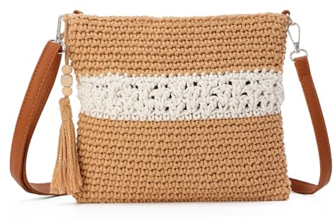 SUKUTU Women’s Handwoven Crossbody Purse Summer Beach Straw Messenger Bag Woven Cotton Handmade Shoulder Handbag