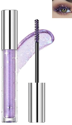 Glitzer Wimperntusche Lila, Volumen Curling Mascara Wasserfest Long Lasting | Diamond Shimmer Colorful Mascara, Smudge-Proof No Clumping Sparkling Lash Mascara Makeup for Women Dating Stage Music Wedding