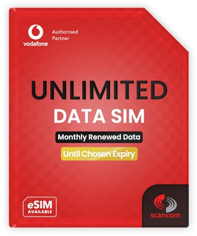Vodafone Unlimited Data SIM - Preloaded for 36 Months - No Contract - Quick Activation Within 1 Working Day - Mobile Broadband for Routers, Tablets & Phones