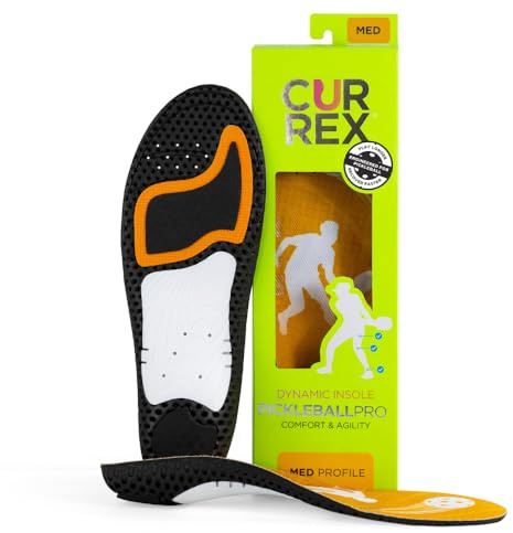 CURREX PICKLEBALLPRO Insoles for Pickleball Shoes – Arch Support Inserts w/Super Grip Surface & Premium Heel Cushioning, Helps Improve Foot Stability – for Men & Women– Medium Arch, XL