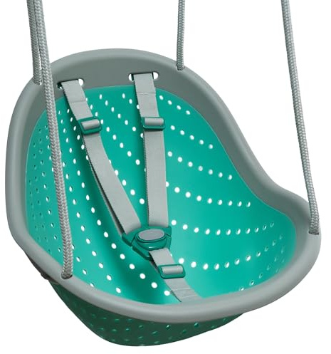 Sweeng Child Swing with Ease Z Adjust Harness Straps, Collapsible and Flexible Design, and Easy Hang Metal Hooks for Patio, Lawn, and Garden, Teal