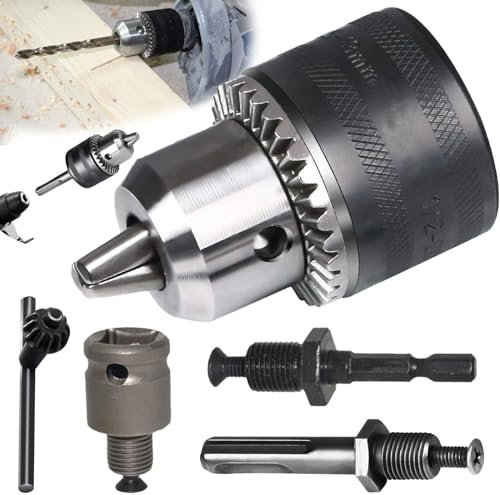 Mikqky 5 Pezzi Kit Mandrino Cremagliera, Mandrino Per Trapano Filettato 1,5-10Mm, Mandrino Sds Professionale, Conico Foro Trapano Mandrino, Mandrino Cremagliera Con Chiave(1/2-20UNF)
