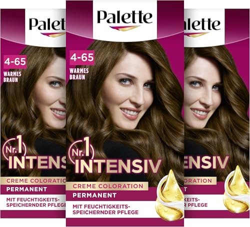 Palette Intensiv Creme Coloration 4-65 Dazzling Brown (3 x 115 ml), permanente Haarfarbe für leuchtende, langanhaltende Farbbrillanz & 100% Grauabdeckung