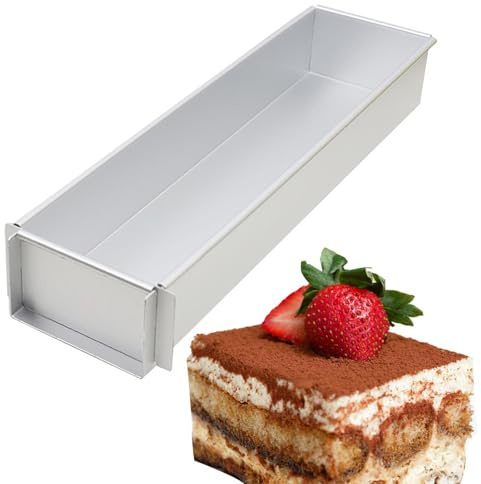 Moule à gâteau Tiramisu - Moule à gâteau rectangulaire 15,74 x 3,93 x 2,36 pouces, revêtement antiadhésif, idéal pour tiramisu, gâteaux glacés et fromage cake, alliage d'aluminium pour gâteaux