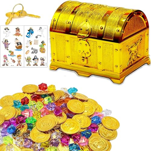 Scinzene Box Verschliessbar Mit Deckel Und Schloss Mit Schlüssel, Für Aufbewahren Und Dekorieren, Kindergeschenk, Schatztruhe, Schatzkiste Kindergeburtstag, Schatzkiste, Schatztruhe Kindergeburtstag
