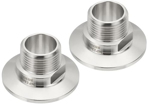 PATIKIL Adattatore Morsetto Tri Tc 1,5, 2Pz Raccordi Morsetto Tri Adattatore Filettato Maschio Npt 3/4 Acciaio Inossidabile Sanitario 304 per Attrezzature Alimenti, Ghiera 50,5 Mm