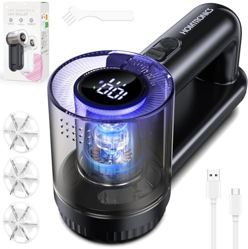 Anti Bouloche Électrique, [Type-C+Écran LED] Homtronics Anti Bouloche Électrique, Rasoir Anti Bouloche,2000mAh, 6 Lames Remplaçables,3 Vitesses Réglables,Idéal Vêtements Canapés Couvertures