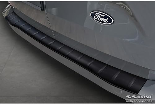 Avisa Matt-Schwarz Edelstahl Heckstoßstangenschutz kompatibel mit Ford Transit Custom & Tourneo Custom (V710) 2023- / Volkswagen Transporter T7 2024- 'Ribs', Mattschwarz | kompatibel mit Ford Transit Custom & Tourneo Custom (V710) 2023- / Volkswagen Transporter T7 2024- - Mattschwarz