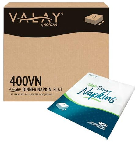 Morcon Valay 400VN Papierservietten mit Leinen-Feel für Veranstaltungen und Restaurants, gehobene Dinnerpartys oder Hochzeiten, langlebige und saugfähige weiße Papierservietten, Einweg-Servietten,