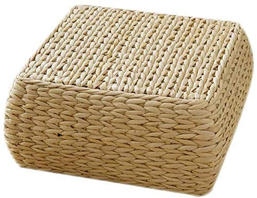 Rattan gewebter Fußhocker Pouf Hocker mit quadratischem Sitzkissen vielseitige Garten- und Esszimmer-Dekoration
