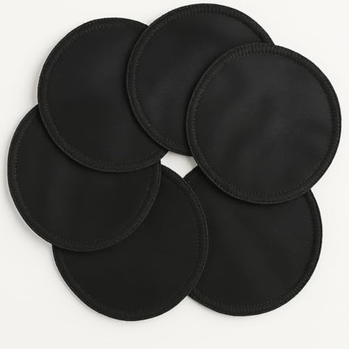 Stilleinlagen, waschbar, 6 Stück, aus 100 % Bio-Baumwolle und Polyurethan, wasserdicht, saugfähig und ultraweich auf der Haut (schwarz)
