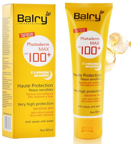 Crème Solaire SPF 100, 80ml Sunscreen SPF 100, Creme Solaire Visage SPF 100, Creme solaire pour le visage et le corps, Indice 100, Convient à Tous Les Types de Peau