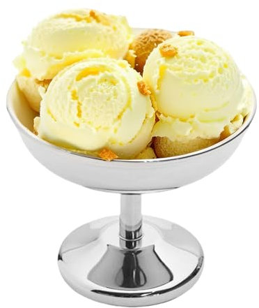 Lot de 4 coupes à crème glacée en acier inoxydable - Gobelet à dessert compact et isolé - Isolation double paroi - Argenté - 177 ml - Parfait pour le pudding, le parfait