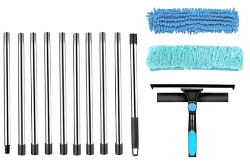Plumeau Alto - Kit de plumeau télescopique de grande portée, brosse dépoussiérante réutilisable pour le nettoyage des toiles d'araignées sur les murs, les ventilateurs, les fenêtres, les meubles et