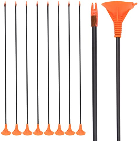 24 26 28 Inch Arrow Bow Kid Arrows for Archery Set of 8 Fibreglass with Orange Suction Cup Children's Bow