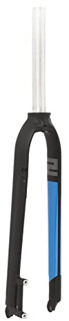 BOLAN Fourche avant en alliage d'aluminium pour VTT Fourche rigide haute résistance, légère et durable pour VTT de 26, 27,5 et 29, frein à disque à dégagement rapide, noir et bleu