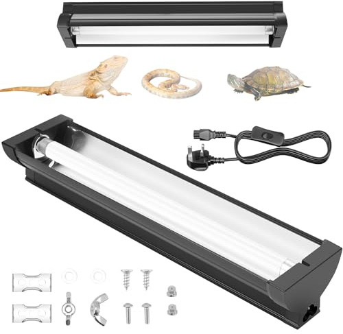 Jellybibo 8 W T5 UVB-Licht-Reptilien-Set, 10 % UVB und 30 % UVA für tropische Wüstenreptilien, 31,5 cm (12,4 Zoll) Hochleistungshalterung mit T5 10,0 UVB-Röhre für Bartagamen, Eidechsen, Schildkröten