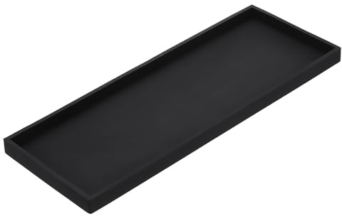 sourcing map Vassoio da bagno in silicone, 40 x 15 cm, infrangibile, organizer per lavello da cucina, per sapone, chiavi, candele, gingillo, nero