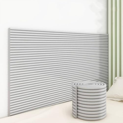 Panneau Tete de Lit à Coller Panneaux Muraux Rembourrés 3D Coussin Mural Tete de Lit pour Enfant Revêtement Mural Adhesif pour chambre à coucher tatouage (gris clair, 20 x 200 cm)