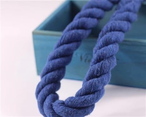 RUHTEUO 20 mm, 3 Anteile, gedrehte Baumwollschnur, rund, dick, gewebt, for Taschen, Heimtextilien, Dekor, Fadenschnüre(Blue)