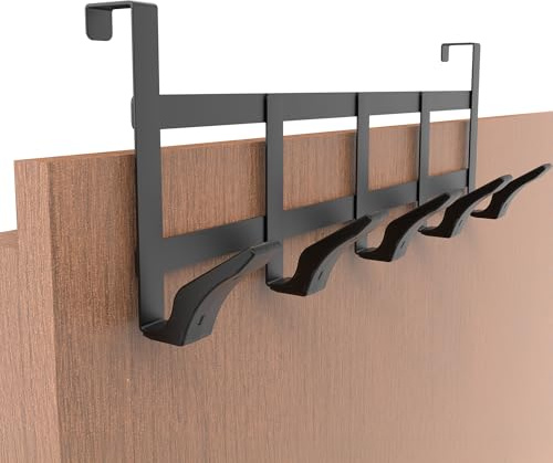 Menz Premium Türgarderobe - Schwarz Türhakenleiste zum Einhängen | Praktische Türgarderobe Zum Einhängen Aus Edelstahl – Kleiderhaken Tür Ohne Bohren Für Badezimmer, Flur & Schlafzimmer
