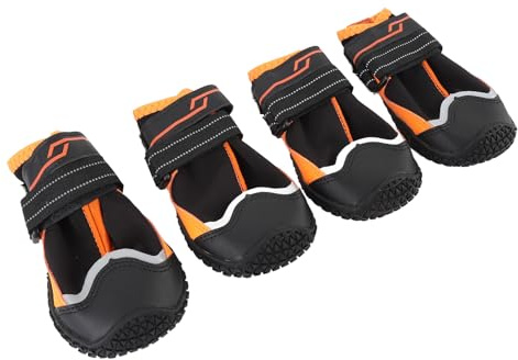 CFTGIW 4 Stück Hundestiefel, rutschfest, Abriebfest, Warme Winter-Hundeschuhe für Große Hunde, Orange Farbe, Größe 5; 5, cm / 2,17 Zoll Innenbreite. Regnerisch mit UND für Hundeversorgung (7#)