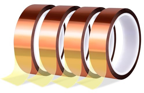 CAIYUANGUANGJIN 4 Rolls Polyimide High Temperature Tape, 25mm X 33m Heat Resistant Tapes, No Residue Kapton Tape Suitable for Masking Soldering Electrical 3D Printers Sublimation