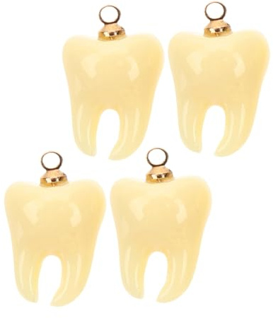 PRETYZOOM 4 Stück Teiliges Resin Zahnanhänger für DIY Schmuck Basteln Babyzahn Charms für Ohrringe Haarklammern und Handyhüllen Langlebig und Verspielt Gestaltet