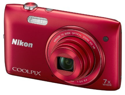 Nikon COOLPIX S3500 Compact Digital Camera - Red (20.1MP, 7x Optical Zoom) 2.7 inch LCD (Renewed)